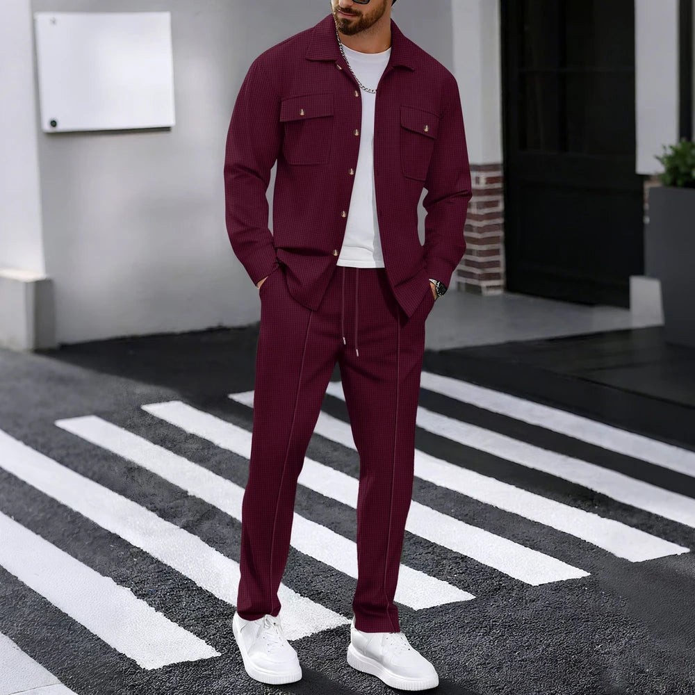 The Mercer Men’s Waffle-Knit Shirt & Pants Set