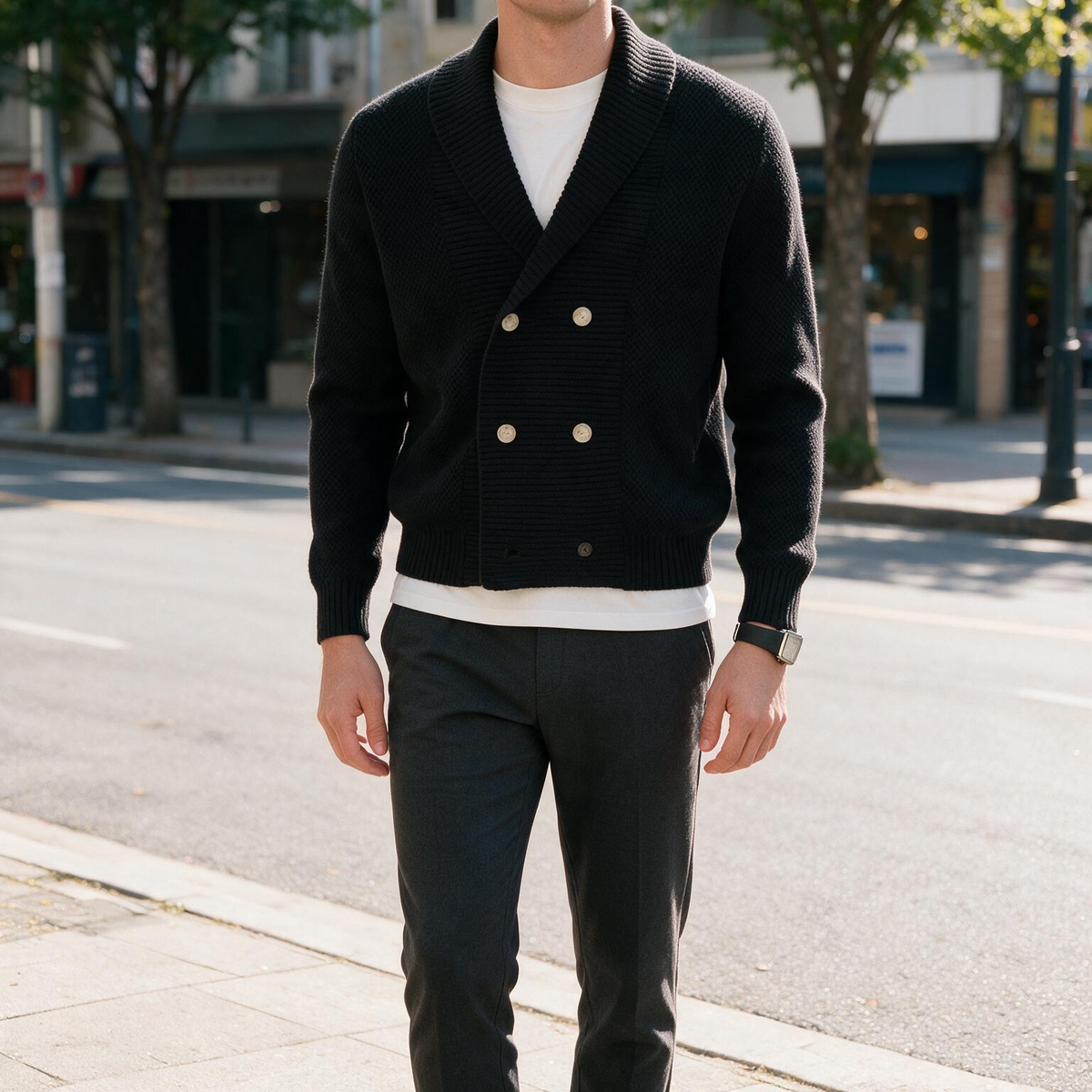 The Beaumont Men’s Double-Breasted Shawl Collar Cardigan