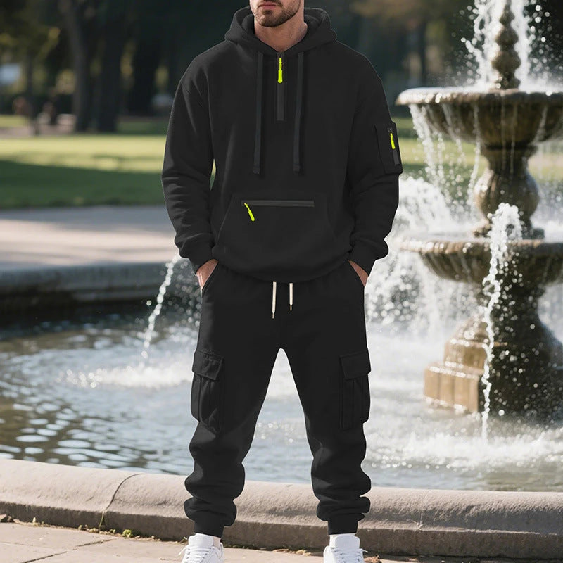 Ensemble sweat à capuche utilitaire pour homme automne-hiver