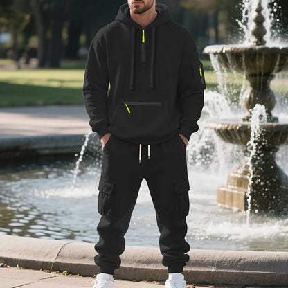 Ensemble sweat à capuche utilitaire pour homme automne-hiver