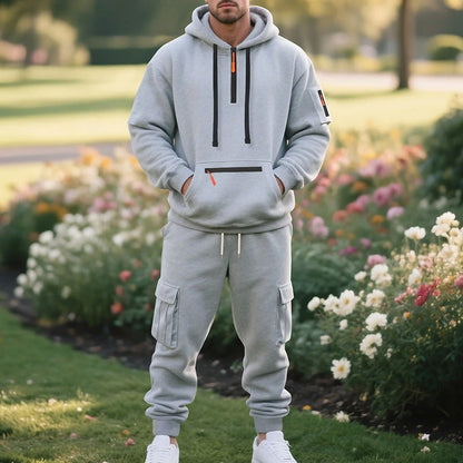 Ensemble sweat à capuche utilitaire pour homme automne-hiver