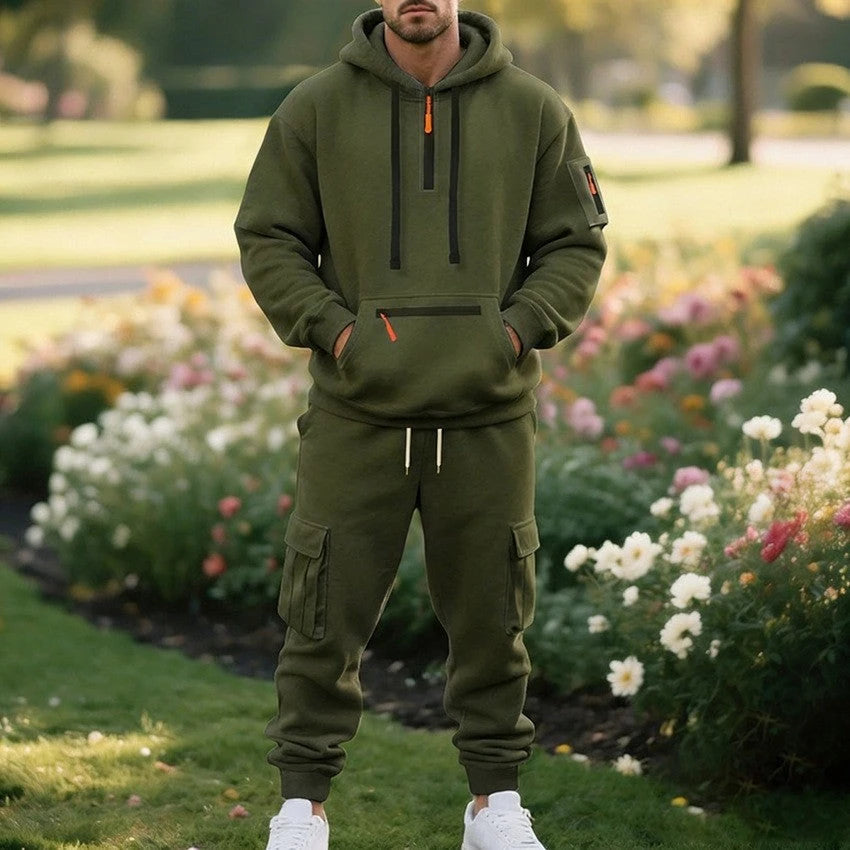 Ensemble sweat à capuche utilitaire pour homme automne-hiver