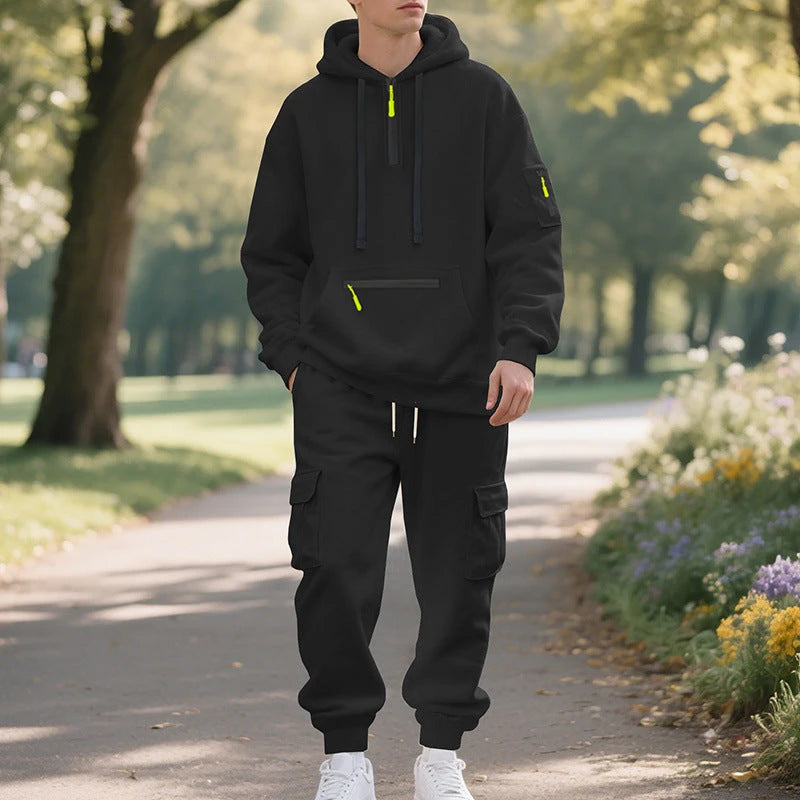 Ensemble sweat à capuche utilitaire pour homme automne-hiver