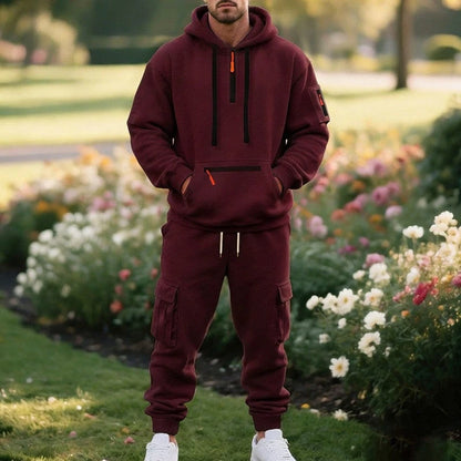 Ensemble sweat à capuche utilitaire pour homme automne-hiver