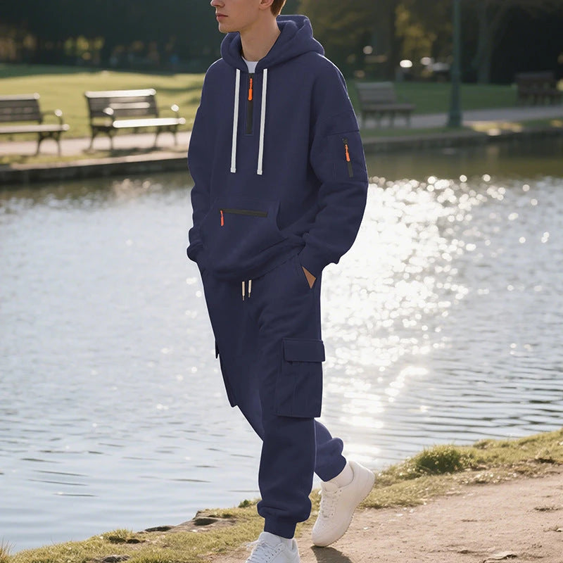 Ensemble sweat à capuche utilitaire pour homme automne-hiver