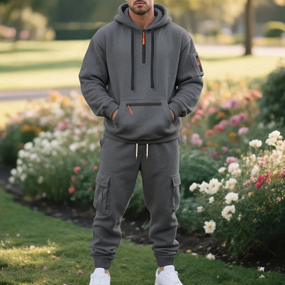 Ensemble sweat à capuche utilitaire pour homme automne-hiver