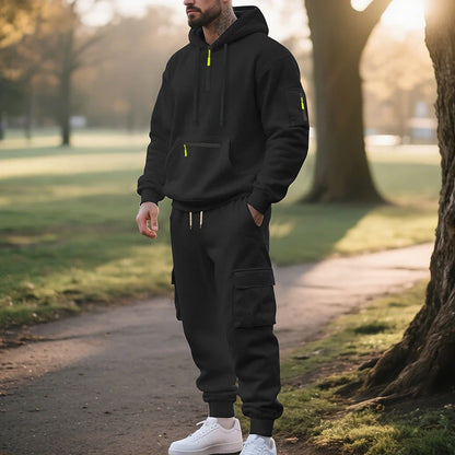 Ensemble sweat à capuche utilitaire pour homme automne-hiver