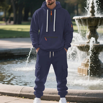 Ensemble sweat à capuche utilitaire pour homme automne-hiver