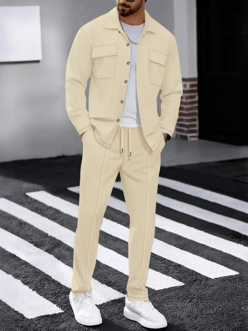 The Mercer Men’s Waffle-Knit Shirt & Pants Set