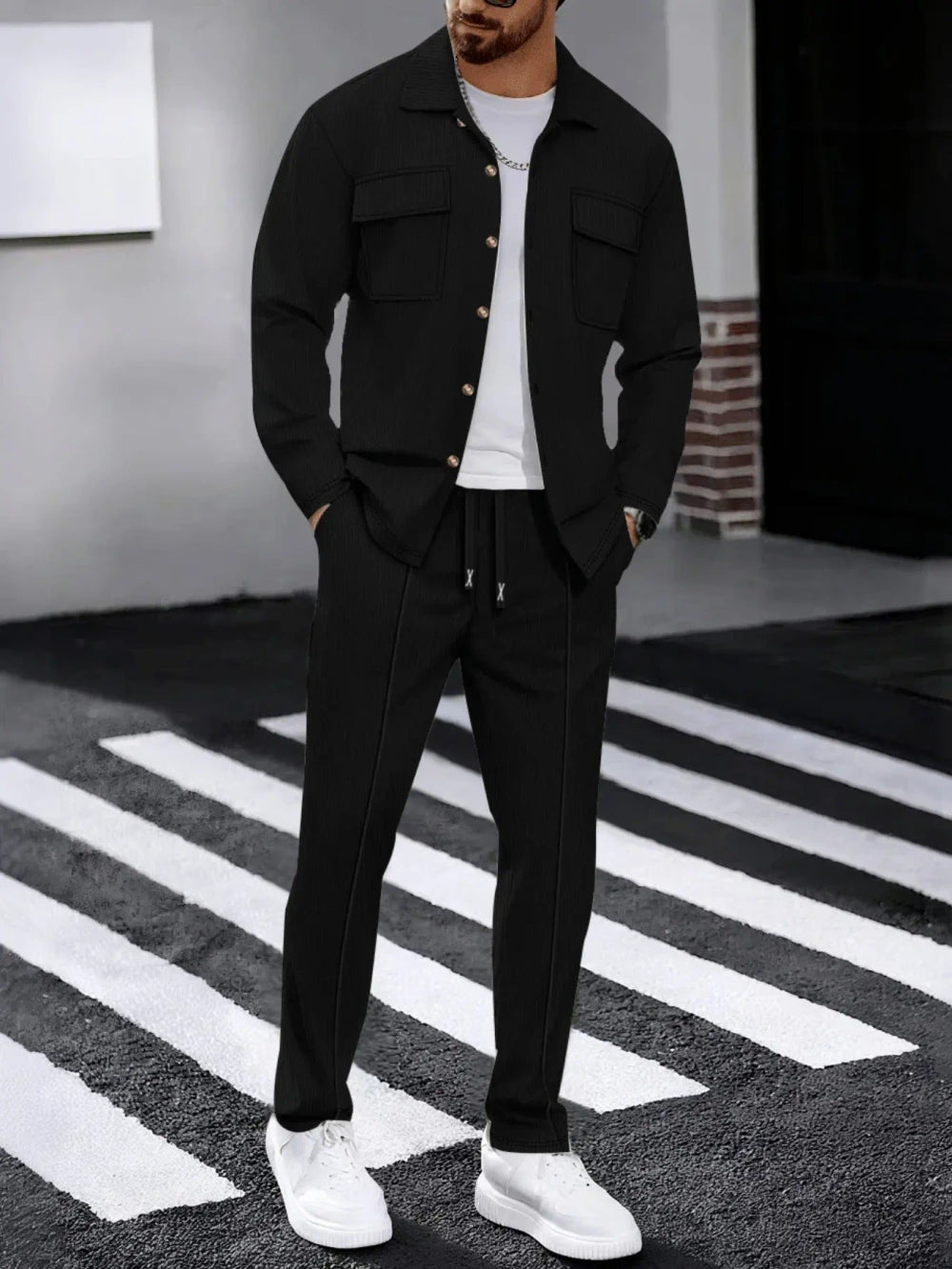 The Mercer Men’s Waffle-Knit Shirt & Pants Set