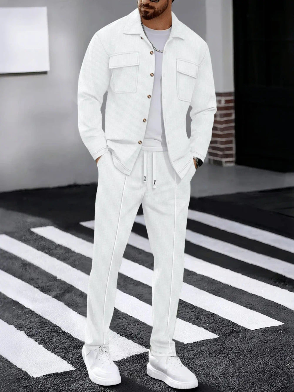 The Mercer Men’s Waffle-Knit Shirt & Pants Set