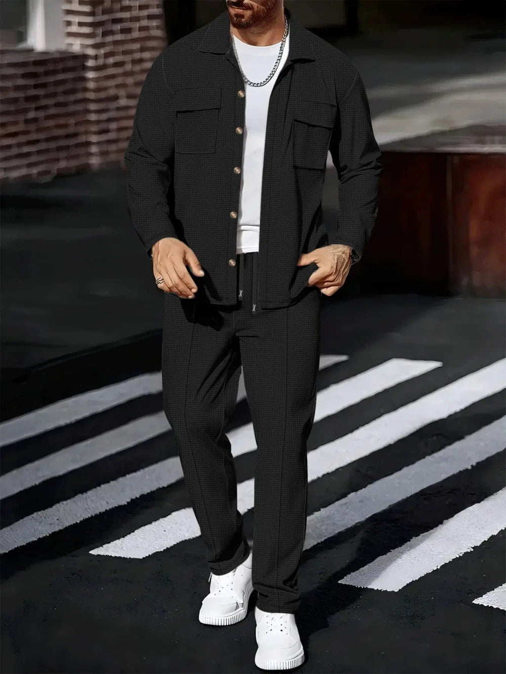 The Mercer Men’s Waffle-Knit Shirt & Pants Set