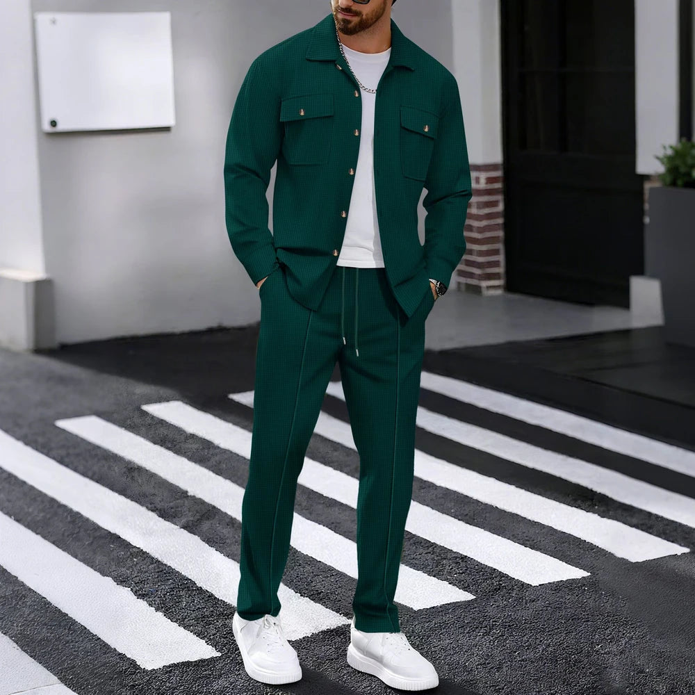 The Mercer Men’s Waffle-Knit Shirt & Pants Set