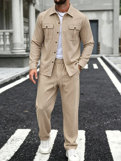 Men’s Linen-Blend Casual Workwear Set