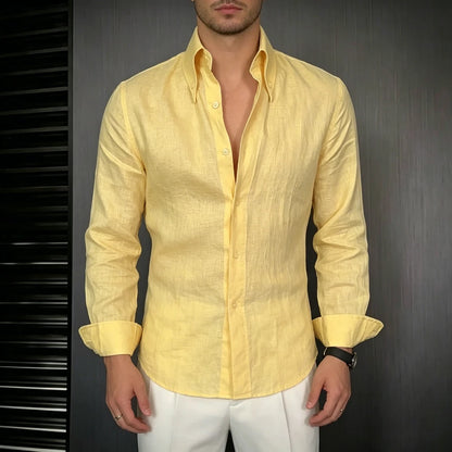 Men's Solid Color Casual Slim-Fit Shirt