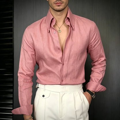 Men's Solid Color Casual Slim-Fit Shirt