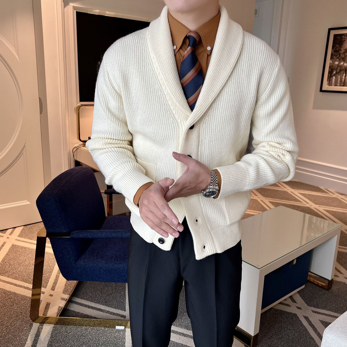 The Ashford Men’s Wool-Blend Shawl Collar Cardigan