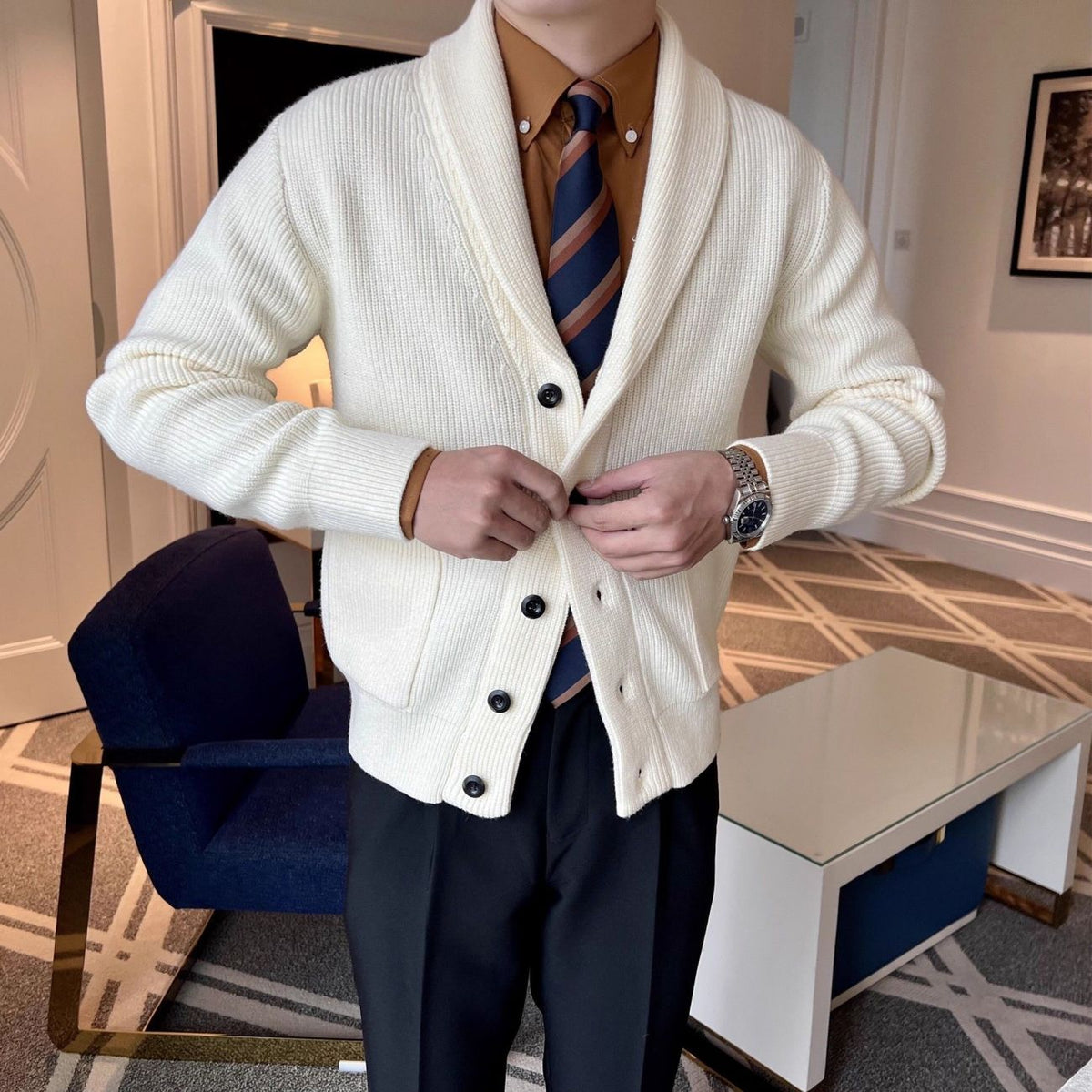 The Ashford Men’s Wool-Blend Shawl Collar Cardigan