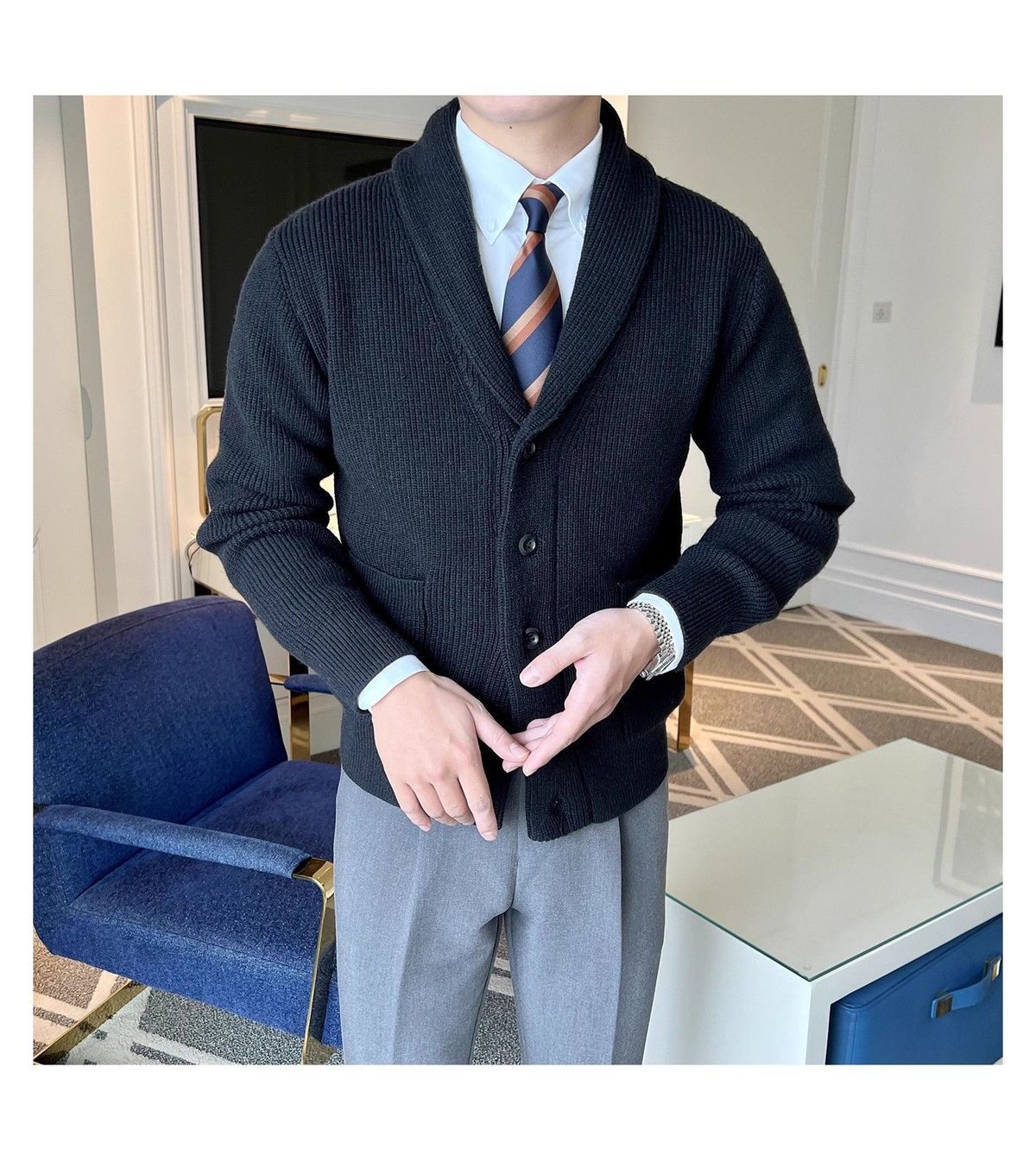 The Ashford Men’s Wool-Blend Shawl Collar Cardigan
