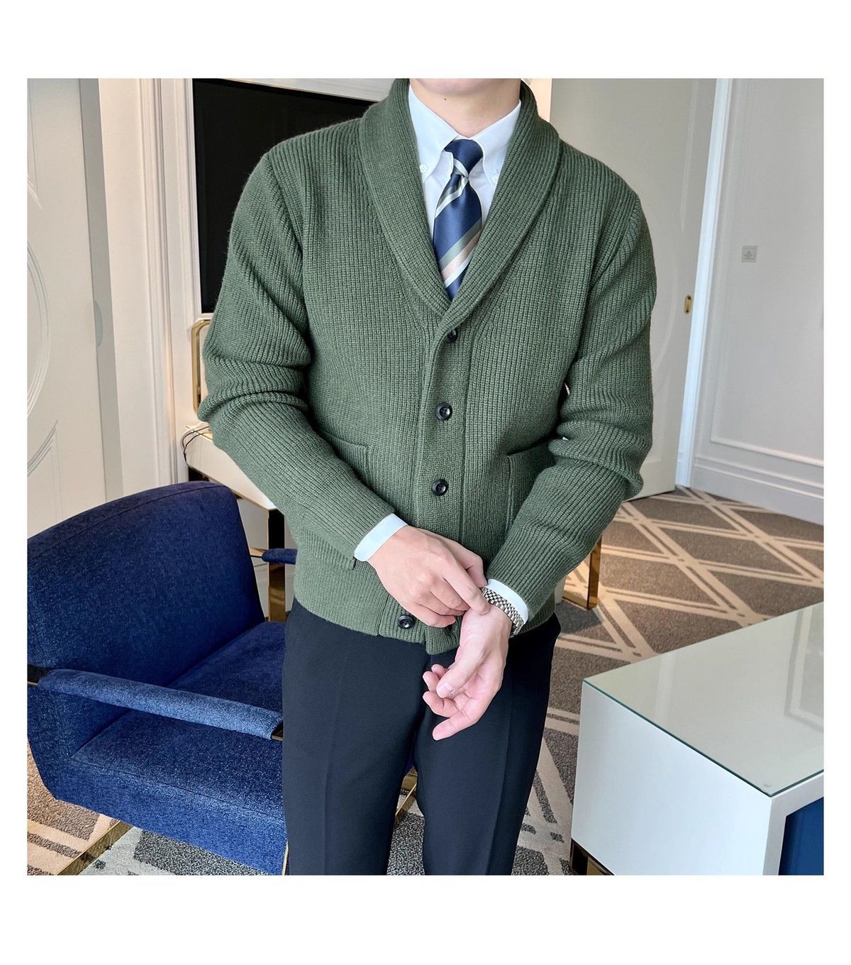 The Ashford Men’s Wool-Blend Shawl Collar Cardigan