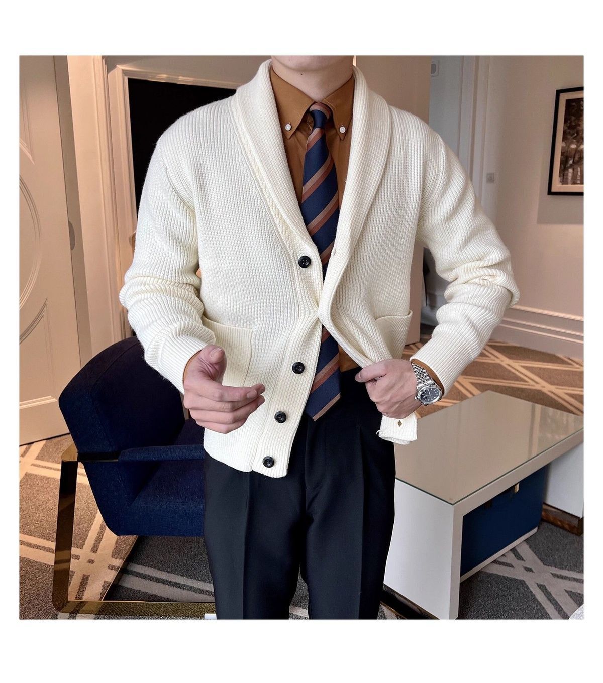 The Ashford Men’s Wool-Blend Shawl Collar Cardigan