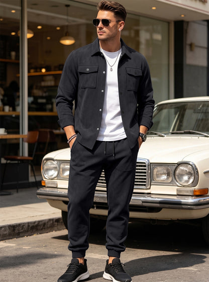 The Verona men’s suede-touch jacket & jogger set