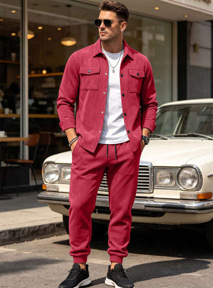 The Verona men’s suede-touch jacket & jogger set