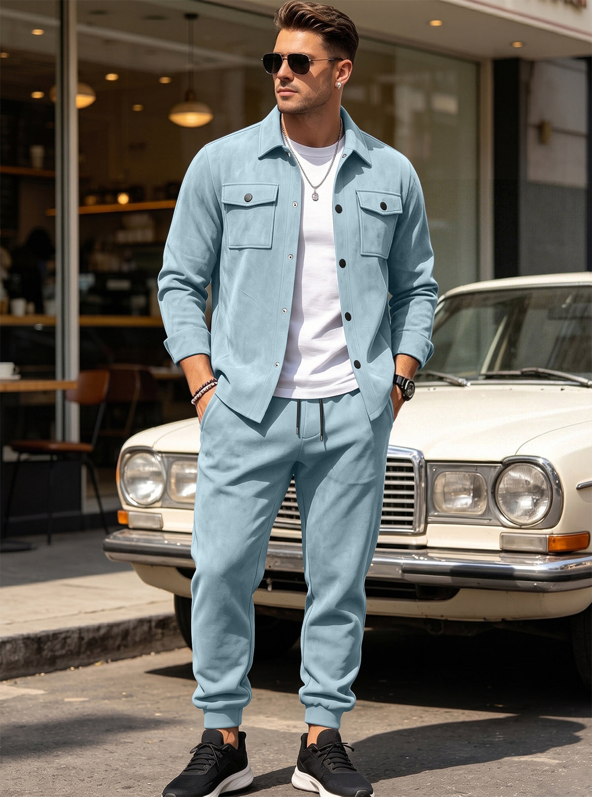 The Verona men’s suede-touch jacket & jogger set
