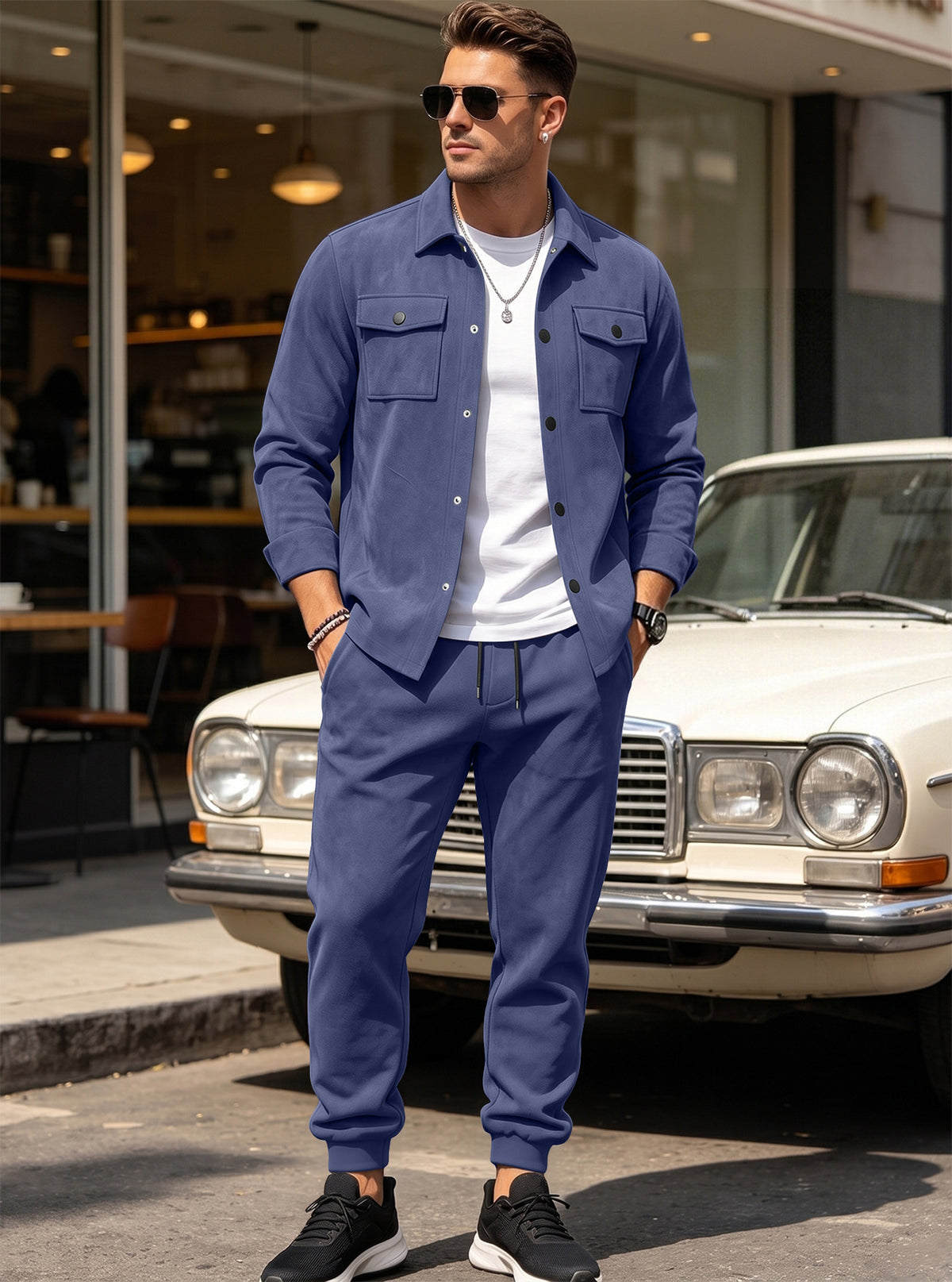 The Verona men’s suede-touch jacket & jogger set