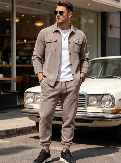 The Verona men’s suede-touch jacket & jogger set