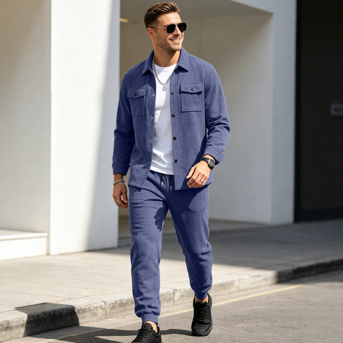 The Verona men’s suede-touch jacket & jogger set