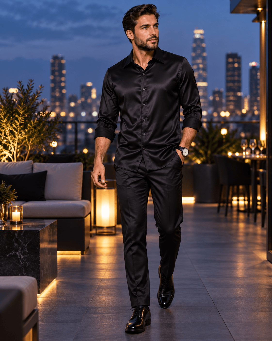 Men’s Polished Matching Shirt & Trousers Set