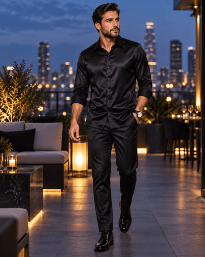 Men’s Polished Matching Shirt & Trousers Set