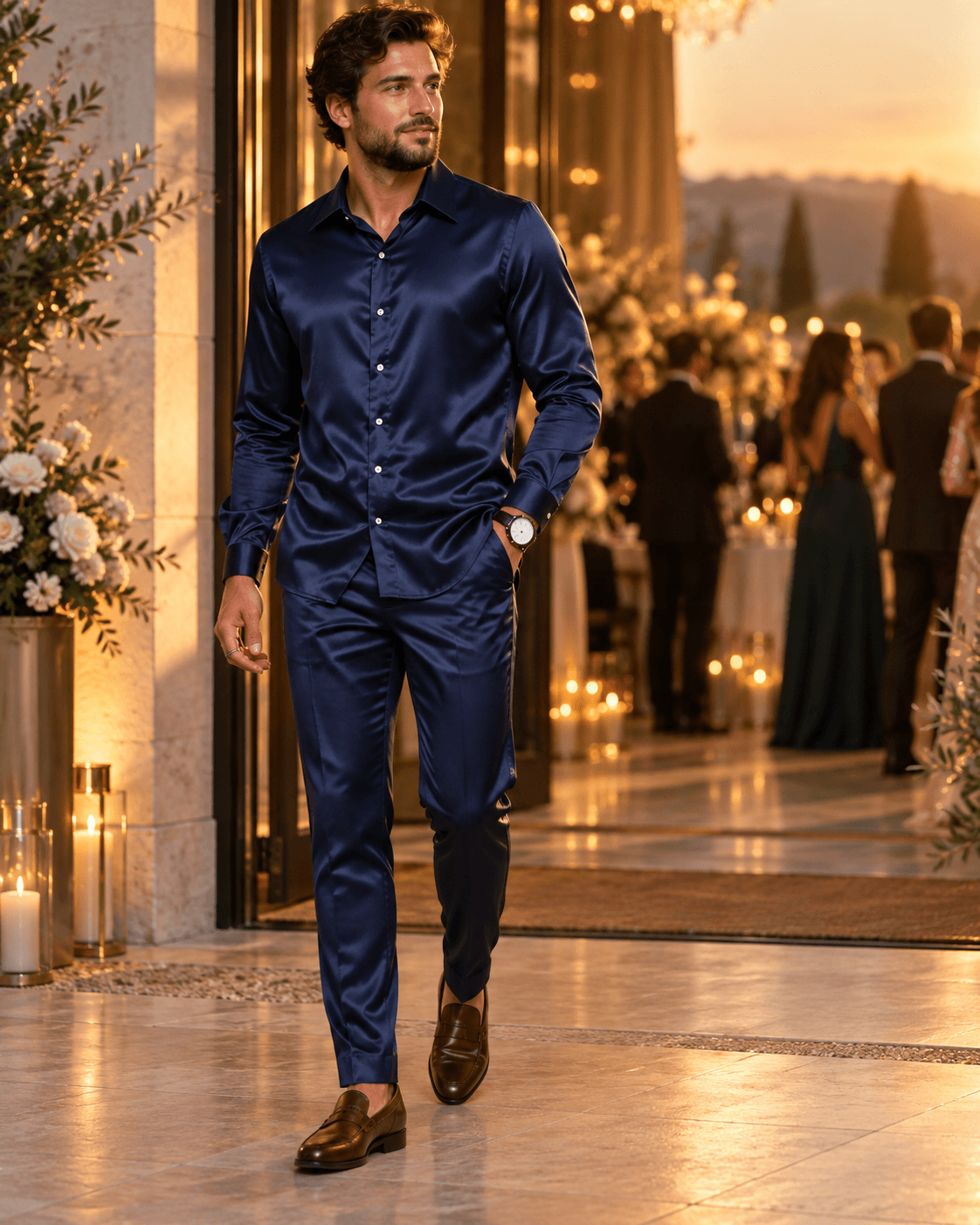 Men’s Polished Matching Shirt & Trousers Set