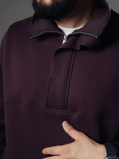 Men’s Structured Half-Zip Sweatshirt & Straight-Leg Pants Set