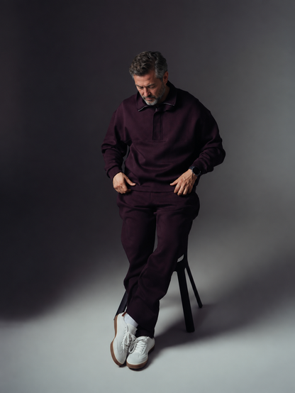 Men’s Structured Half-Zip Sweatshirt & Straight-Leg Pants Set