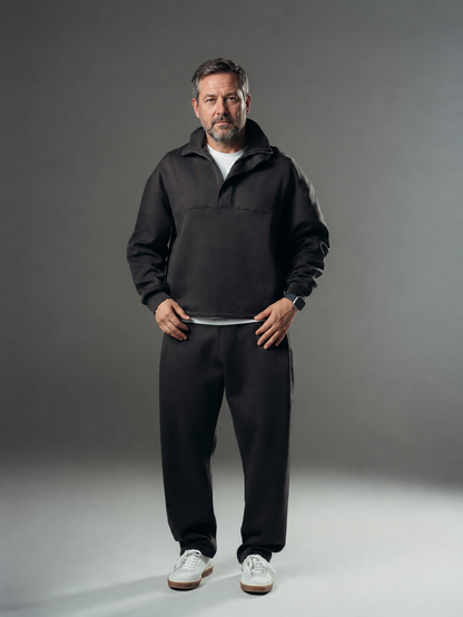 Men’s Structured Half-Zip Sweatshirt & Straight-Leg Pants Set