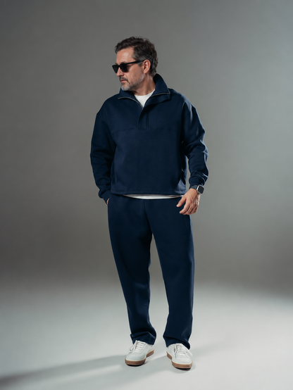 Men’s Structured Half-Zip Sweatshirt & Straight-Leg Pants Set