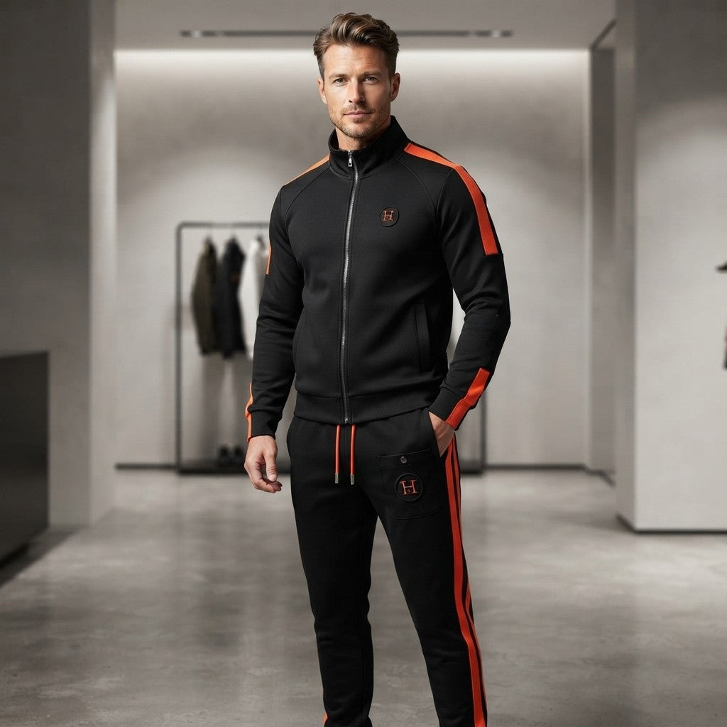 Ensemble de survêtement d'hiver brodé haut de gamme pour homme