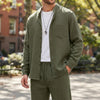 Men's Fitted Woven 2-Piece Set | Long Sleeve Shirt and Pants