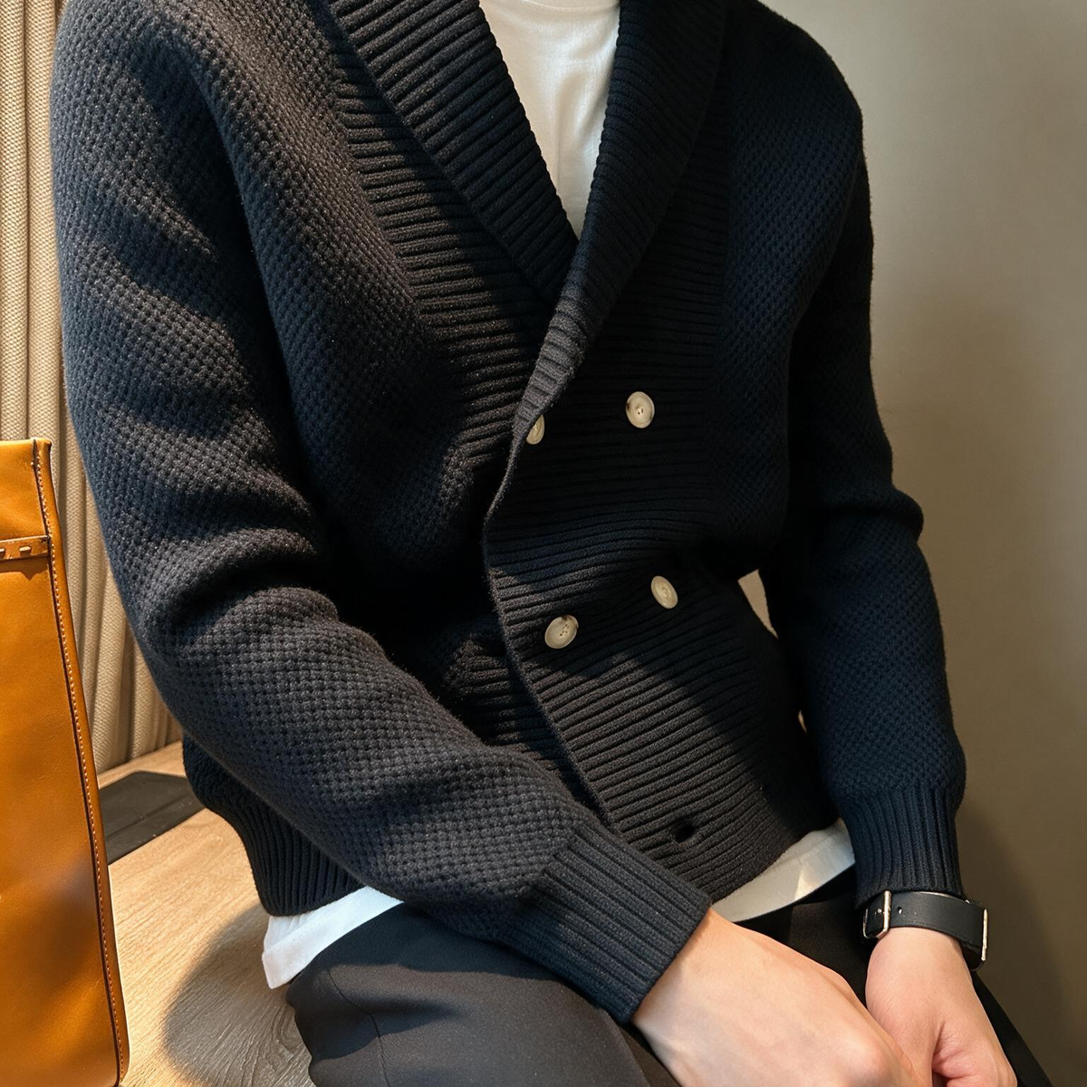 The Beaumont Men’s Double-Breasted Shawl Collar Cardigan